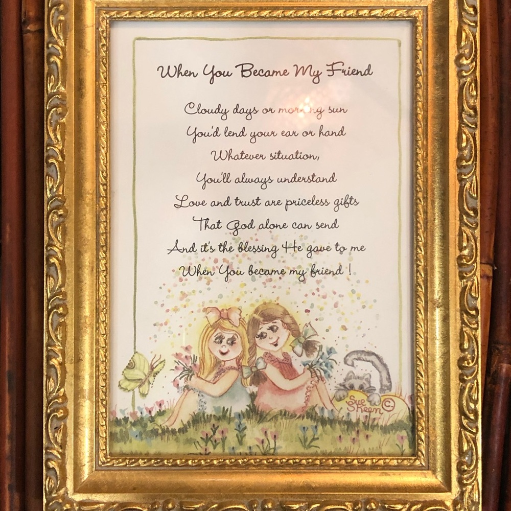 Sue Skeen “When We Became‎ Friends” Framed Print Fancy Gold Frame